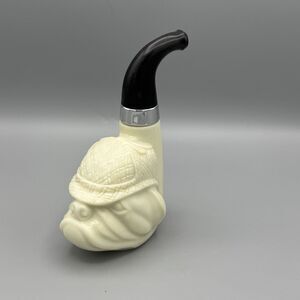 Vtg EMPTY Avon Bulldog Pipe Glass Cologne Bottle 6” H Sherlock Holmes